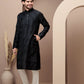 Black cotton silk kurta pajama for festive occasions