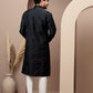 Black cotton silk kurta pajama for festive occasions