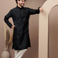 Black cotton silk kurta pajama for festive occasions