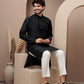 Black cotton silk kurta pajama for festive occasions