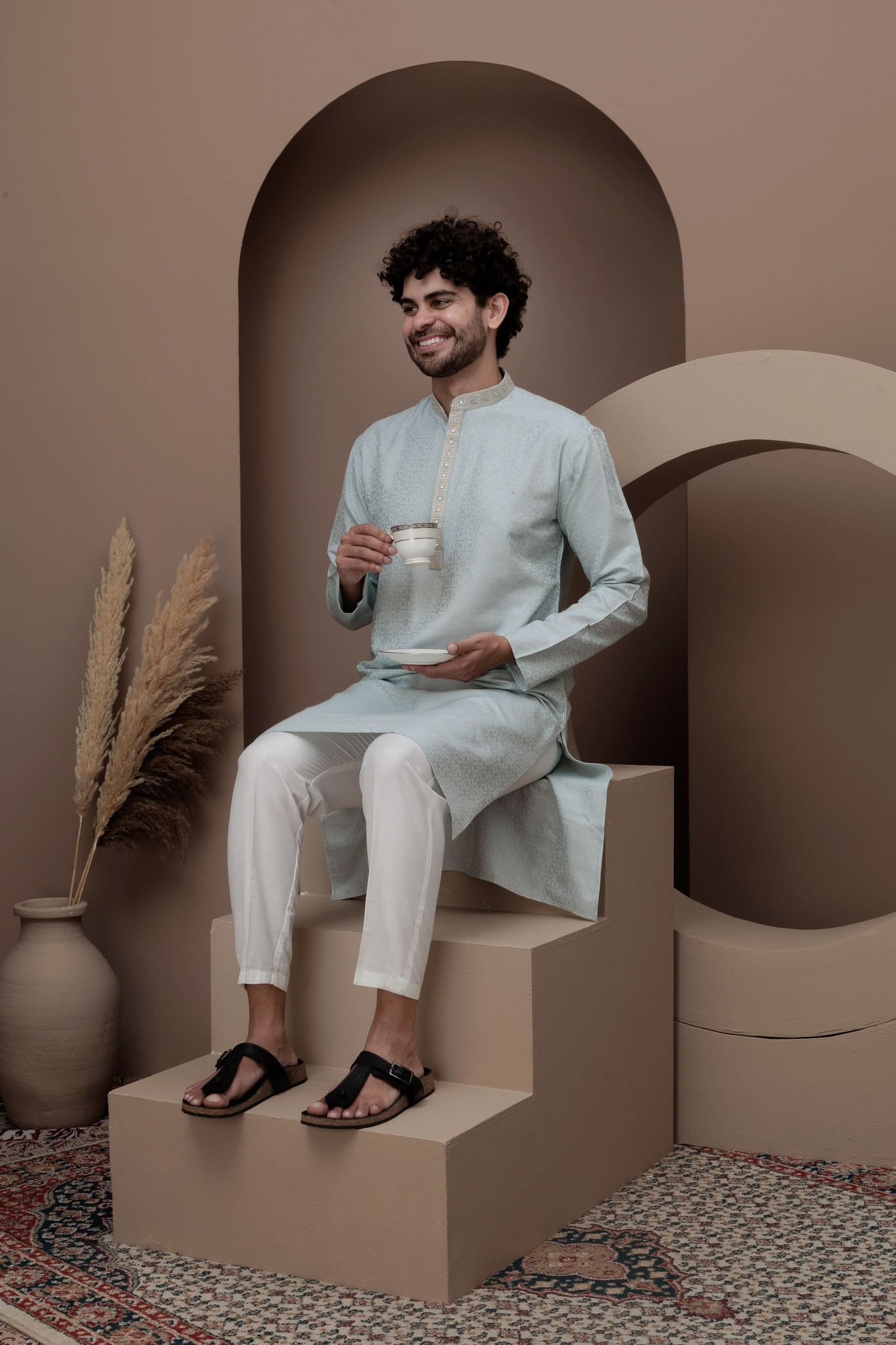 Lime Green cotton silk kurta pajama for festive occasions