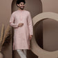 Pink cotton silk kurta pajama for festive occasions