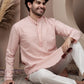 Pink cotton silk kurta pajama for festive occasions