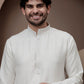 White cotton silk kurta pajama for festive occasions