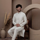 White cotton silk kurta pajama for festive occasions