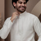 White cotton silk kurta pajama for festive occasions