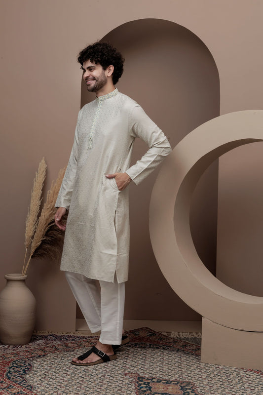 Ivery cotton silk kurta pajama for festive occasions