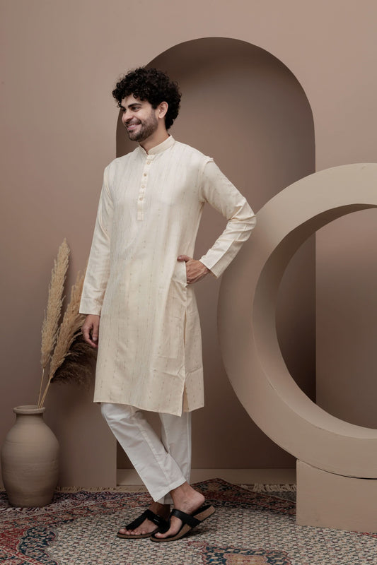 Ivery cotton silk kurta pajama for festive occasions