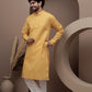 Yellow cotton silk kurta pajama for festive occasions