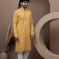 Yellow cotton silk kurta pajama for festive occasions