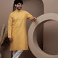 Yellow cotton silk kurta pajama for festive occasions