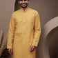 Yellow cotton silk kurta pajama for festive occasions
