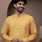 Yellow cotton silk kurta pajama for festive occasions