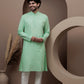 Green cotton silk kurta pajama for festive occasions