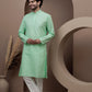 Green cotton silk kurta pajama for festive occasions