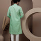 Green cotton silk kurta pajama for festive occasions
