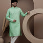 Green cotton silk kurta pajama for festive occasions
