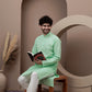 Green cotton silk kurta pajama for festive occasions