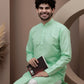 Green cotton silk kurta pajama for festive occasions