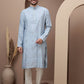 Aqua Blue cotton silk kurta pajama for festive occasions