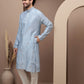 Aqua Blue cotton silk kurta pajama for festive occasions