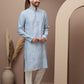 Aqua Blue cotton silk kurta pajama for festive occasions