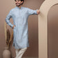 Aqua Blue cotton silk kurta pajama for festive occasions