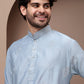 Aqua Blue cotton silk kurta pajama for festive occasions