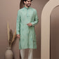 Sea Green cotton silk kurta pajama for festive occasions
