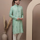Sea Green cotton silk kurta pajama for festive occasions