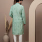 Sea Green cotton silk kurta pajama for festive occasions