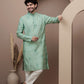 Sea Green cotton silk kurta pajama for festive occasions