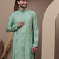 Sea Green cotton silk kurta pajama for festive occasions