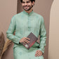 Sea Green cotton silk kurta pajama for festive occasions