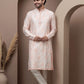 Peach cotton silk kurta pajama for festive occasions