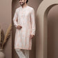 Peach cotton silk kurta pajama for festive occasions