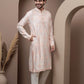 Peach cotton silk kurta pajama for festive occasions