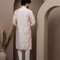 Peach cotton silk kurta pajama for festive occasions