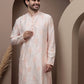 Peach cotton silk kurta pajama for festive occasions