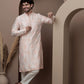 Peach cotton silk kurta pajama for festive occasions