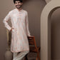 Peach cotton silk kurta pajama for festive occasions