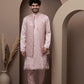 Pink cotton kurta pajama with matching embroidered jacket