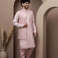 Pink cotton kurta pajama with matching embroidered jacket