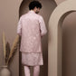 Pink cotton kurta pajama with matching embroidered jacket
