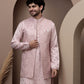 Pink cotton kurta pajama with matching embroidered jacket