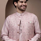 Pink kurta pajama with matching embroidered jacket