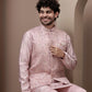Pink kurta pajama with matching embroidered jacket