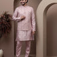 Pink kurta pajama with matching embroidered jacket