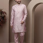 Pink kurta pajama with matching embroidered jacket