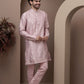 Pink kurta pajama with matching embroidered jacket